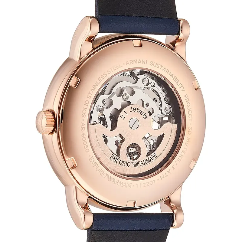 Emporio Armani Automatic Skeleton Blue Dial Men's Watch- AR60050